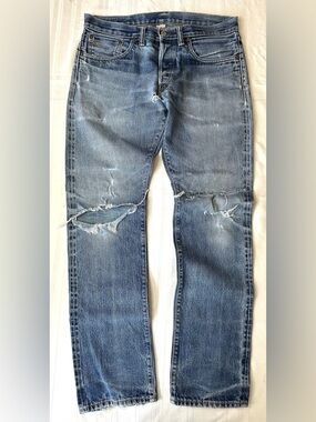 Ralph Lauren Blue Distressed Slim Straight Jeans